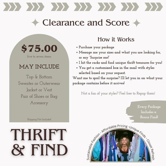 THRIFT AND FIND: CLEARANCE AND SCORE PACKAGE $75.00 five to seven items - Picture 1 of 4